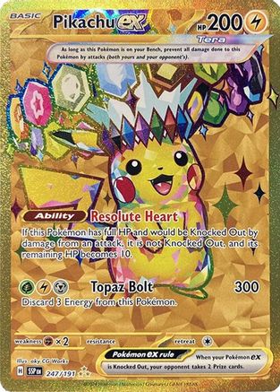 Pikachu ex 247/191 - SV08 Surging Sparks Holofoil - for just $43.28! 