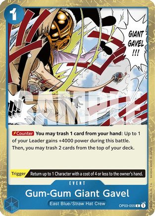 Gum-Gum Giant Gavel (Jolly Roger Foil) (OP03-055) - Premium Booster -The Best- Foil - for just $0.10! 
