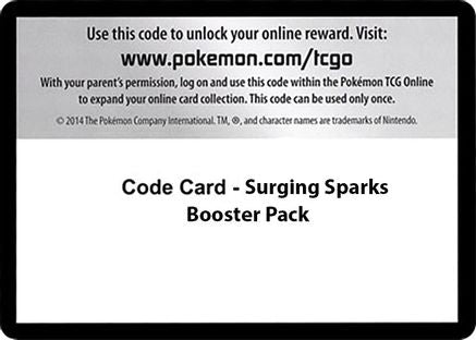 Code Card Surging Sparks Booster Pack  - SV08 Surging Sparks - for just $0.03! 