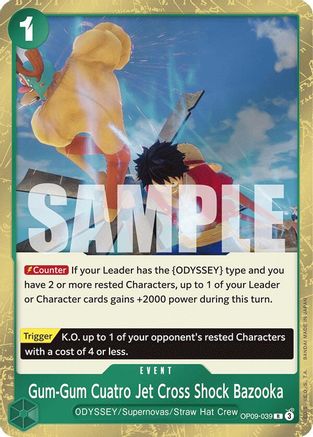 Gum-Gum Cuatro Jet Cross Shock Bazooka (OP09-039) - Emperors in the New World Foil - for just $0.08! 