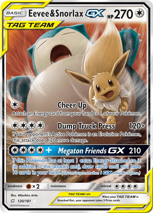 Eevee & Snorlax GX (120/181) [Sun & Moon: Team Up] - for just $34.45! 