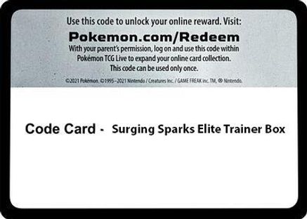 Code Card Surging Spark Elite Trainer Box  - SV08 Surging Sparks - for just $0.08! 