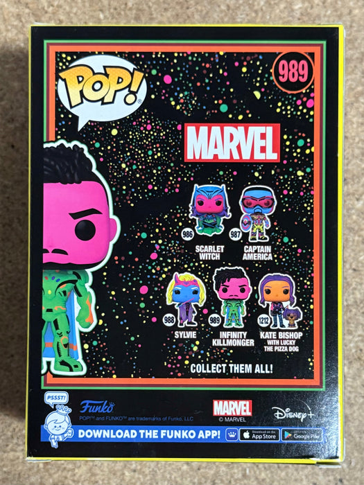 Funko Pop! Marvel Black Light Infinity Killmonger #989 What If? 2022 Exclusive - for just $10! 