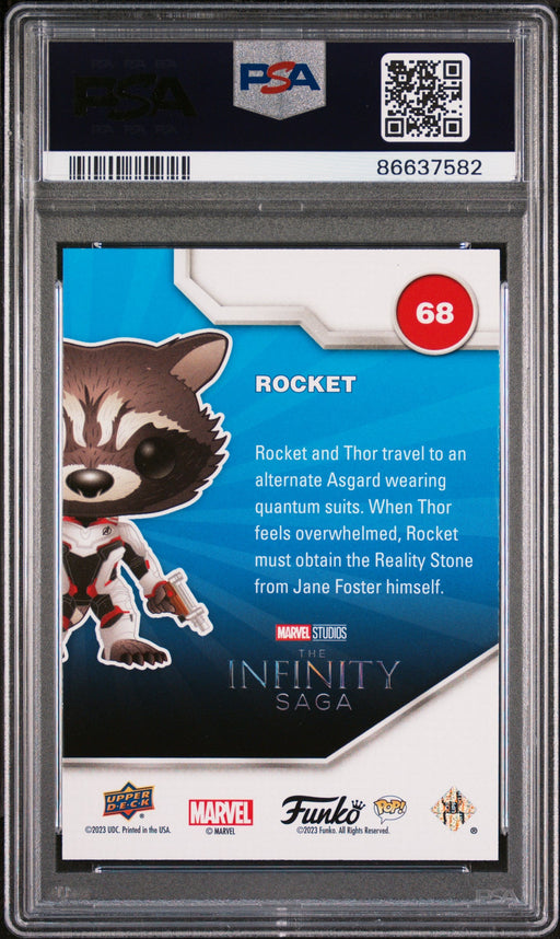 2023 UPPER DECK FUNKO POP MARVEL  ROCKET PATINA #68  PSA 10 - for just $54! 
