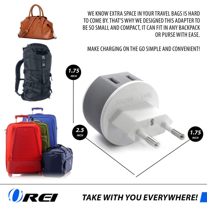 European Travel Adapter - 2 in 1 - Type C - Compact Design (US-9C) - Just $12.99! Shop now at Retro Gaming of Denver