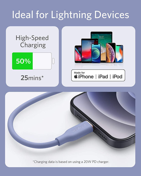 Anker <b>641</b> USB-C to Lightning Cable (Flow, 3 ft Silicone) - for just $15.99! 