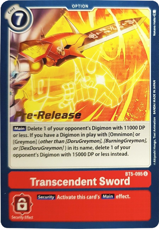 Transcendent Sword [BT5-095] [Battle of Omni Pre-Release Promos] - Just $0.10! Shop now at Retro Gaming of Denver