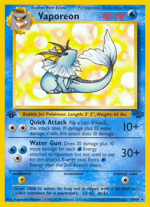 Vaporeon (28/64) [Jungle 1st Edition] - for just $5.50! 