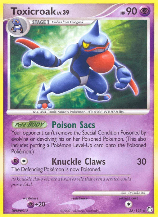 Toxicroak (36/123) [Diamond & Pearl: Mysterious Treasures] - for just $0.50! 