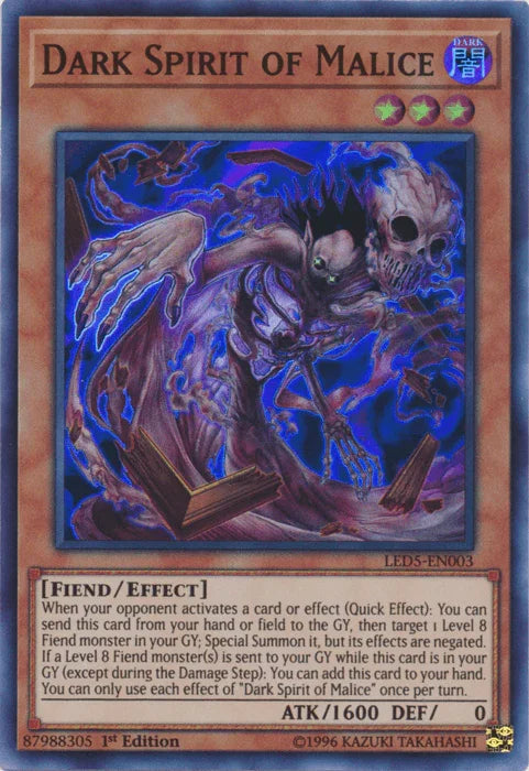 Dark Spirit of Malice [LED5-EN003] Super Rare - for just $0.65! 