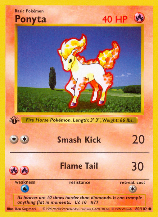 Ponyta (60/102) (Shadowless) [Base Set 1st Edition] - Just $6.10! Shop now at Retro Gaming of Denver