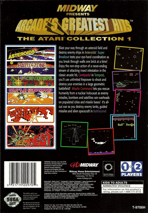 Arcade's Greatest Hits Atari Collection – Sega Saturn (SS) - for just $18.99! 