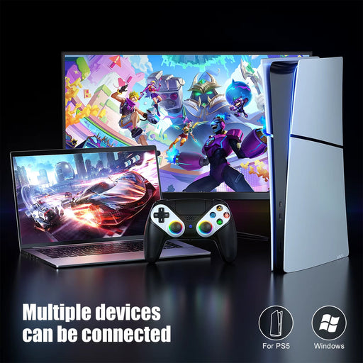 RGB Wireless Controller Compatible with PS5 and PC, Hall Effect Triggers, Programmable Buttons, Turbo Mode, Dual Vibration Gamepad - for just $62.98! 