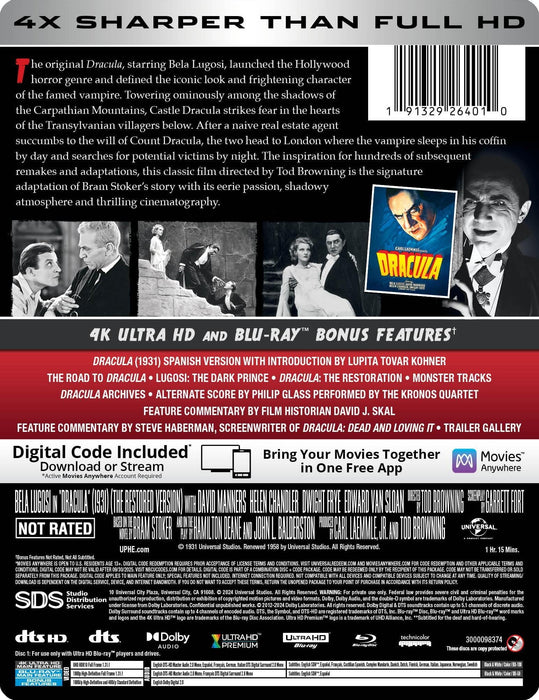 Dracula (1931) Steelbook [4K Ultra HD + Blu-ray + Digital] - for just $34.99! 