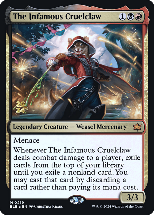 The Infamous Cruelclaw (PRE-219) - Bloomburrow Promos Foil - for just $2! 