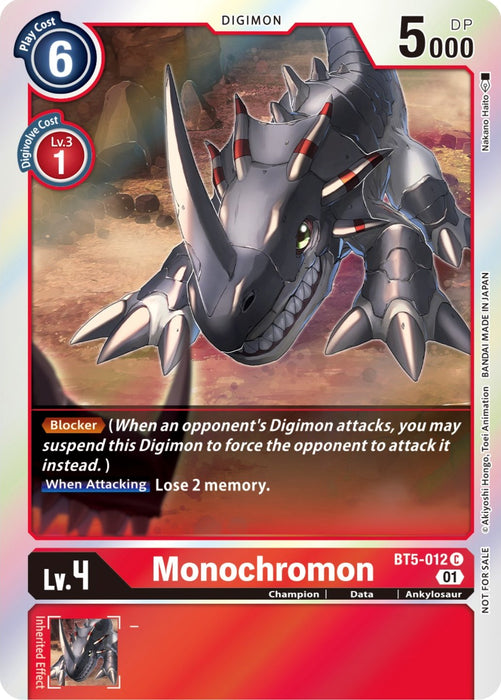 Monochromon [BT5-012] (ST-11 Special Entry Pack) [Battle of Omni Promos] - Just $0.09! Shop now at Retro Gaming of Denver