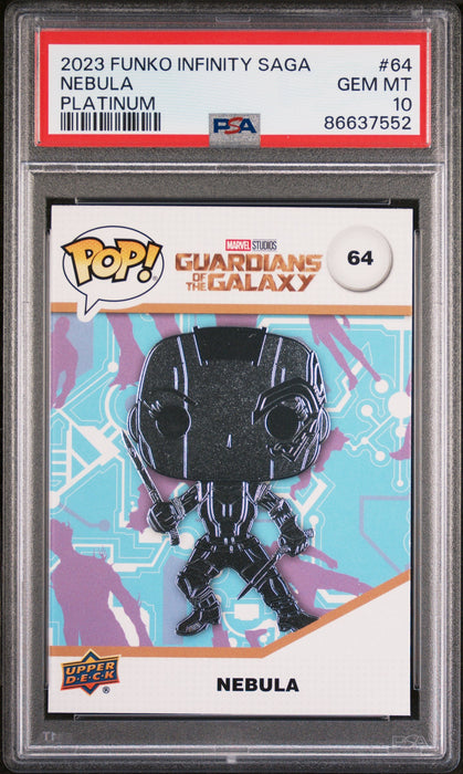 2023 UPPER DECK FUNKO POP MARVEL  NEBULA PLATINUM #64  PSA 10 - for just $54! 