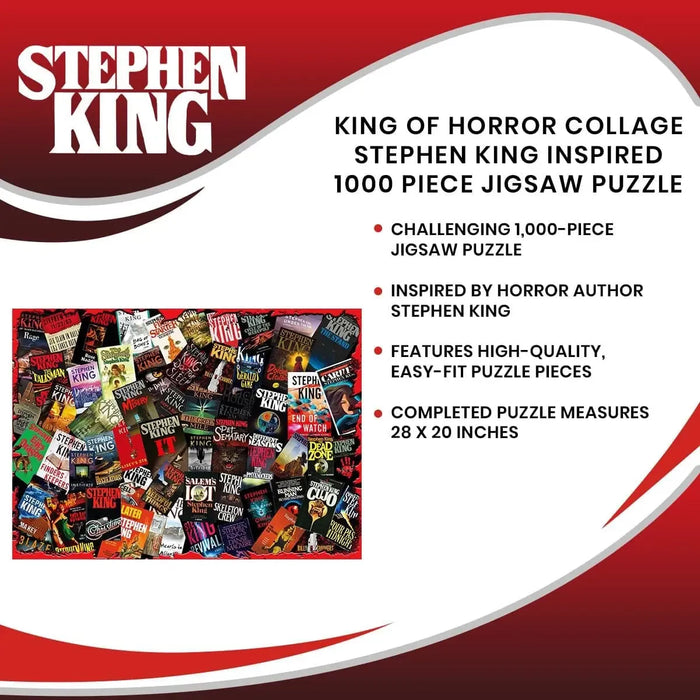 King of Horrors Stephen King Book Covers 1000 Piece Jigsaw Puzzle Toynk - for just $24.99! 