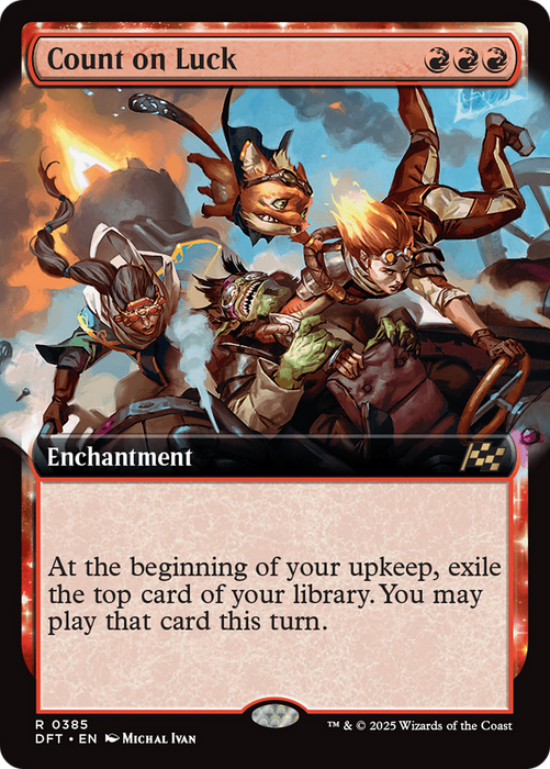 Count on Luck (DFT-385) - Aetherdrift: (enchantment, Extended Art) Foil - for just $0.18! 