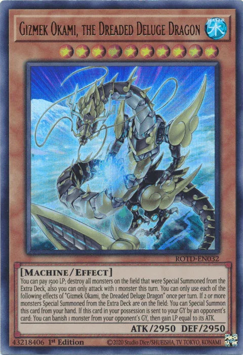 Gizmek Okami, the Dreaded Deluge Dragon [ROTD-EN032] Ultra Rare - for just $0.15! 