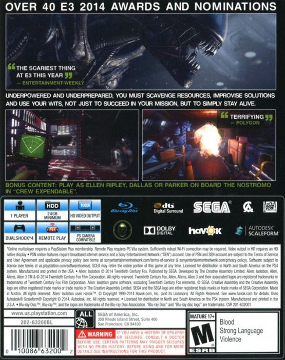 Alien: Isolation – PlayStation 4 (PS4) - for just $22.99! 