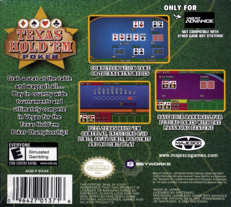 Texas Hold 'Em Poker – Game Boy Advance (GBA) - for just $3.99! 