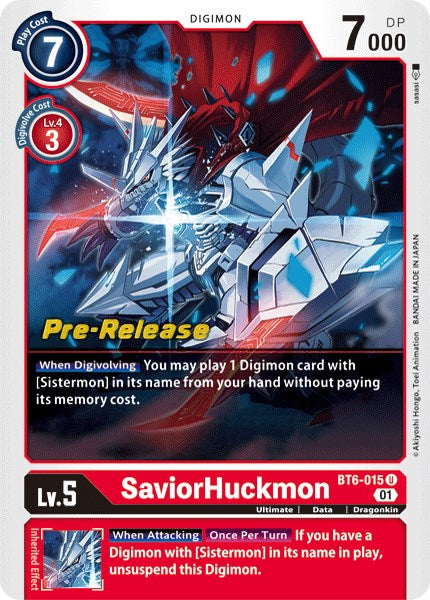 SaviorHuckmon [BT6-015] [Double Diamond Pre-Release Cards] - Just $0.55! Shop now at Retro Gaming of Denver