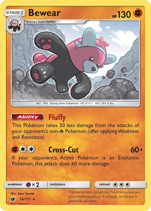 Bewear (56/111) (Prerelease Kit Exclusive) (Theme Deck Exclusive) [Sun & Moon: Crimson Invasion] - for just $0.40! 