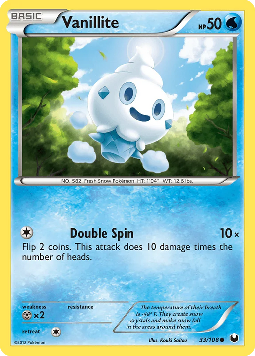 Vanillite (33/108) [Black & White: Dark Explorers] - for just $0.15! 