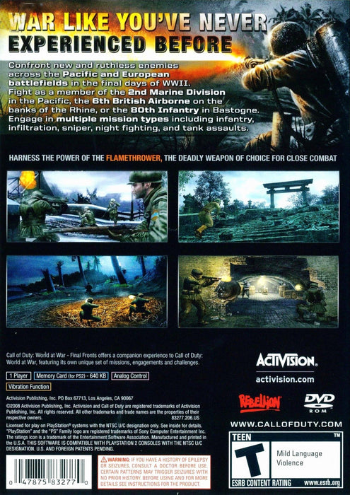 Call of Duty: World at War – Final Fronts – PlayStation 2 (PS2) - for just $10.99! 