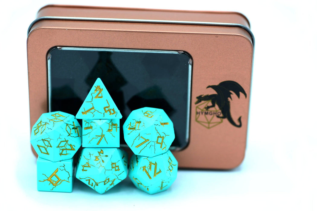 Turquoise with Silver Solid Metal Barbarian Dice Set - for just $39.99! 
