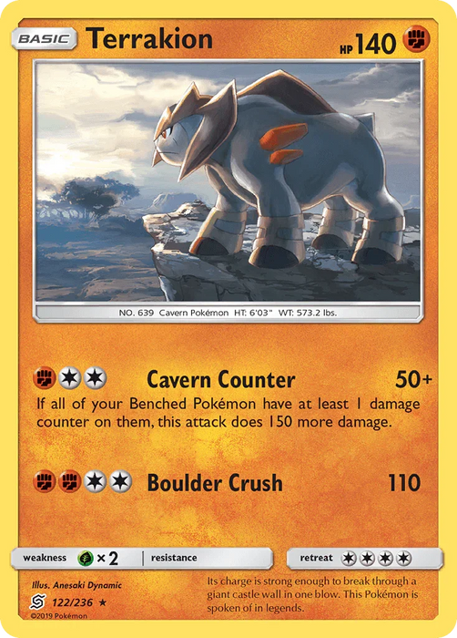 Terrakion (122/236) [Sun & Moon: Unified Minds] - for just $0.20! 