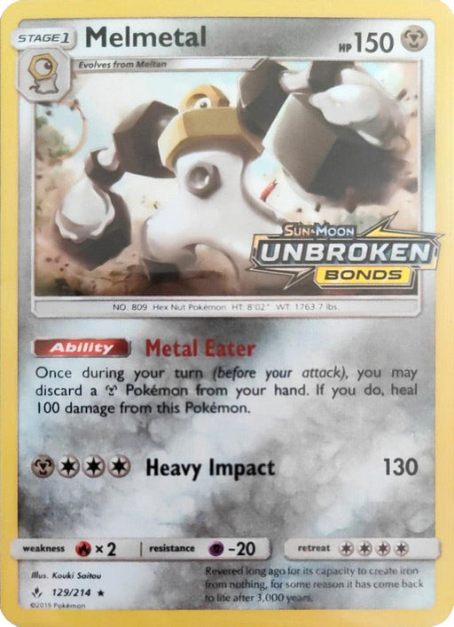 Melmetal (129/214) (Unbroken Bonds Stamped) [Sun & Moon: Unbroken Bonds] - for just $8! 