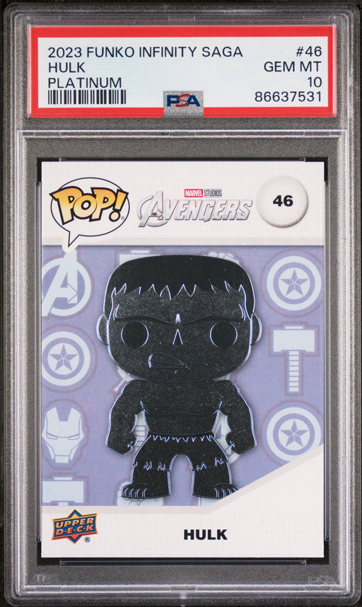 2023 UPPER DECK FUNKO POP MARVEL  HULK PLATINUM #46  PSA 10 - for just $54! 