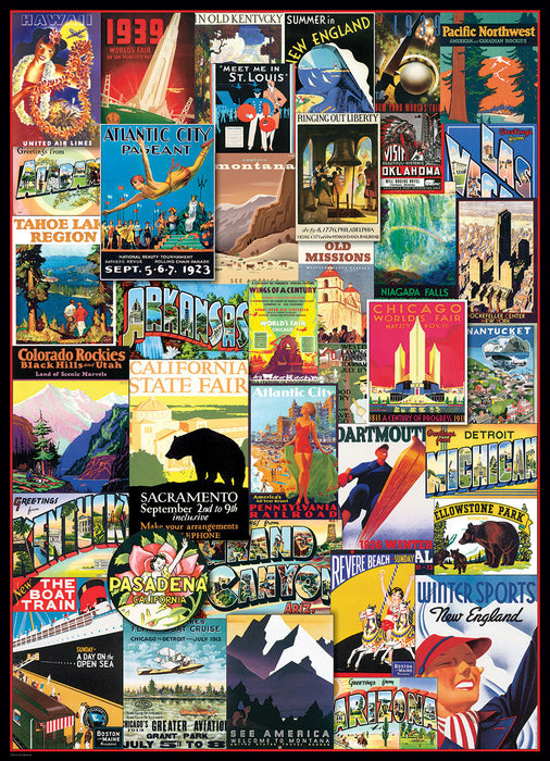Puzzle: Vintage Art Collages - Travel USA Vintage Posters - for just $19.99! 