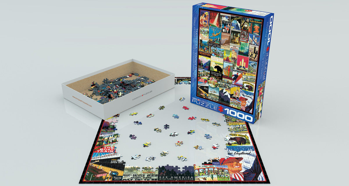 Puzzle: Vintage Art Collages - Travel USA Vintage Posters - for just $19.99! 