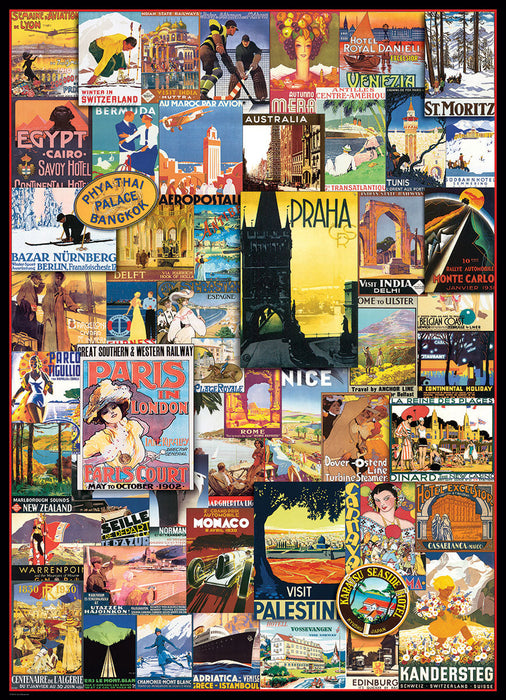 Puzzle: Vintage Art Collages - Travel Around the World Vintage Posters - for just $19.99! 