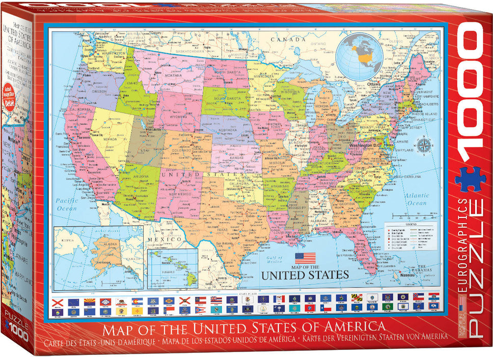Puzzle: Maps & Flags - Map of the United States of America - for just $19.99! 