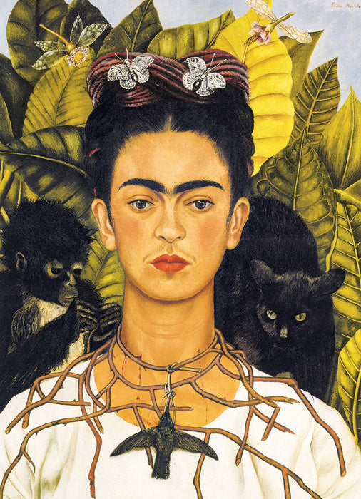 Puzzle: Fine Art Masterpieces - Self-Portrait with Thorn Necklace and Hummingbird by Frida Kahlo - for just $19.99! 