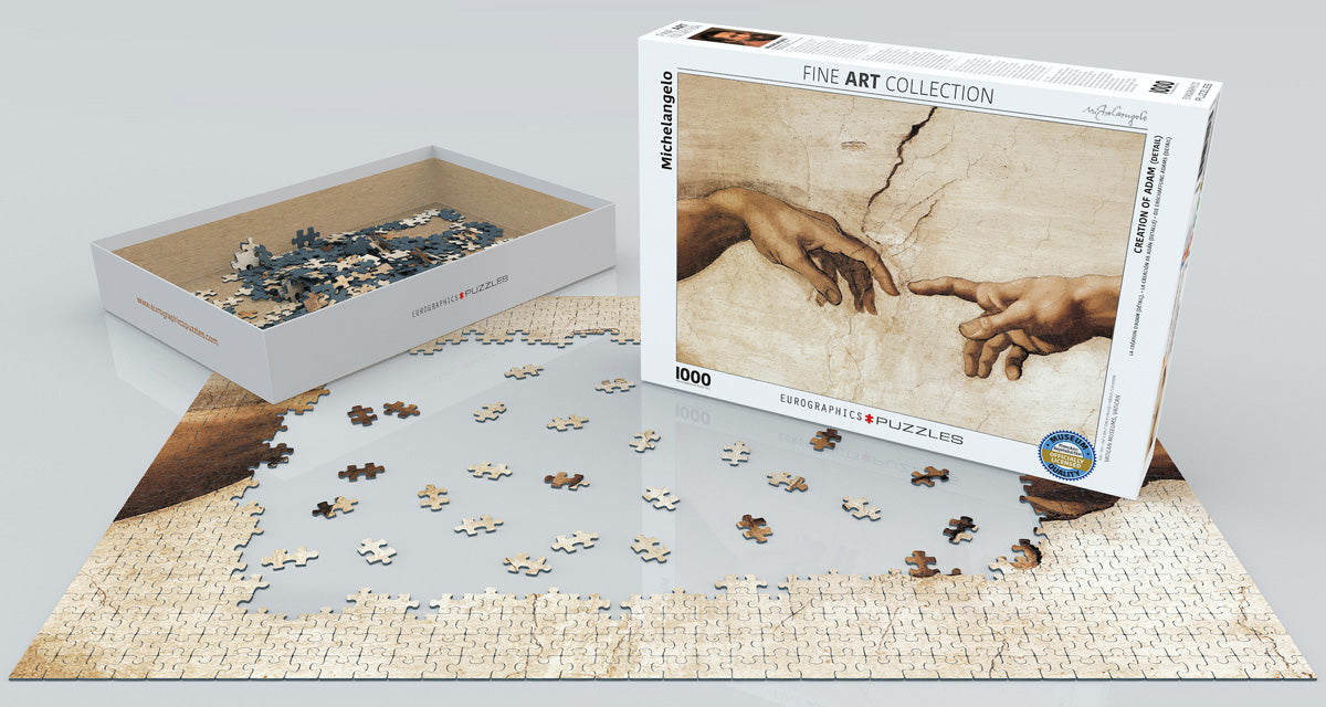 Puzzle: Fine Art Masterpieces - Creation of Adam (Detail) by Michelangelo - for just $19.99! 