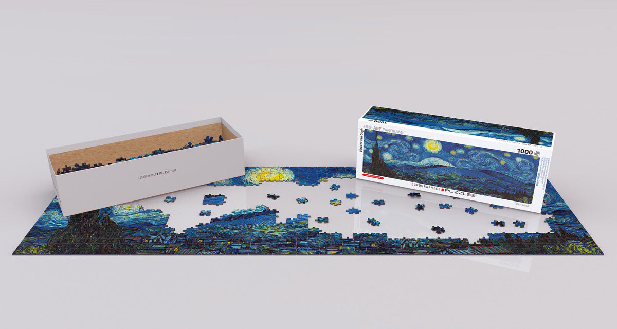 Puzzle: Panoramic Puzzles - Starry Night Panorama (Expanded from original) by Vincent van Gogh - for just $19.99! 