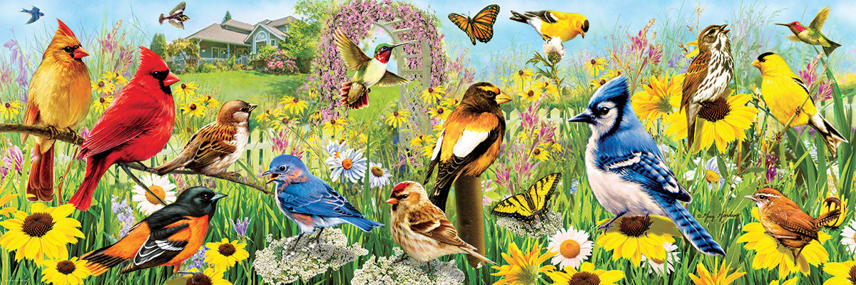 Puzzle: Panoramic Puzzles - Garden Birds Panoramic by Greg Giordano - for just $19.99! 