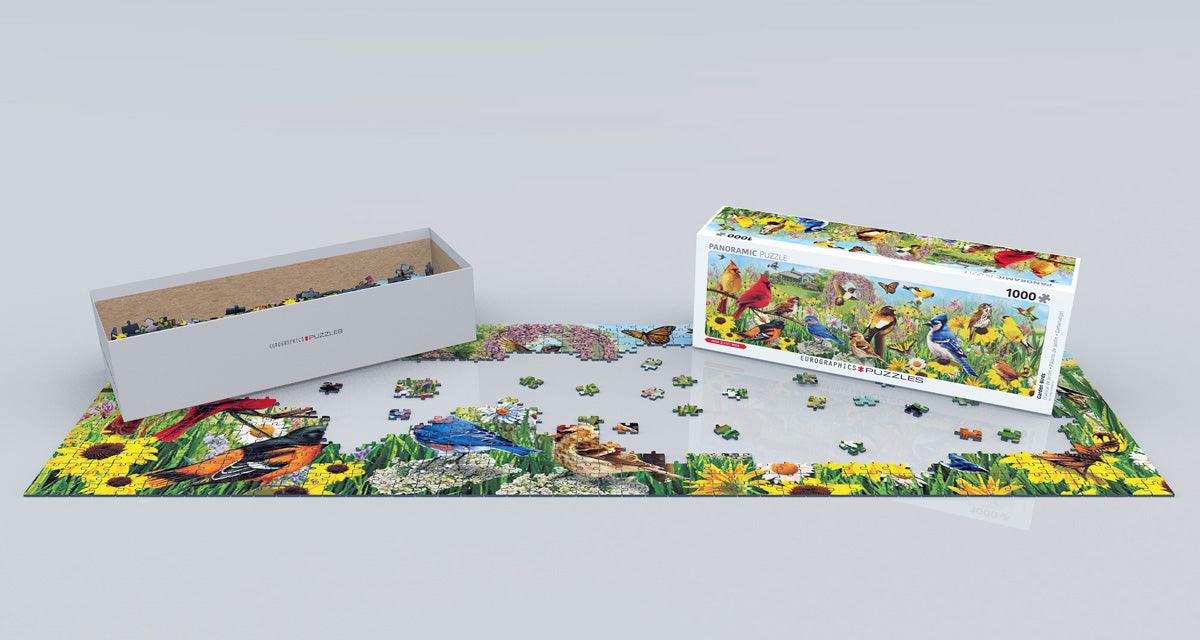 Puzzle: Panoramic Puzzles - Garden Birds Panoramic by Greg Giordano - for just $19.99! 