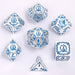 Wizard Solid Metal Polyhedral Dice Set - Silver with Blue - for just $39.99! 
