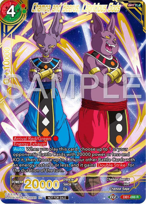 Champa and Beerus, Capricious Gods (Championship 2024 Finals Pack) (Gold Stamped) (DB1-088) [Tournament Promotion Cards] - for just $1.95! 