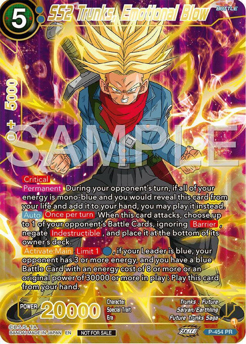 SS2 Trunks, Emotional Blow (Championship 2024 Finals Pack) (Gold Stamped) (P-454) [Tournament Promotion Cards] - for just $8.40! 