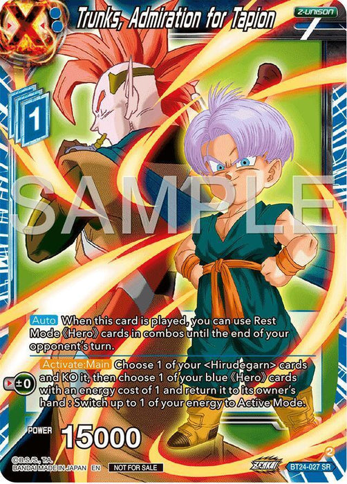 Trunks, Admiration for Tapion (Championship 2024 Finals Zenkai Pack) (BT24-027) [Tournament Promotion Cards] - for just $1.55! 