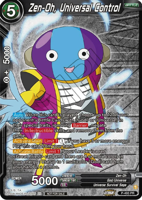 Zen-Oh, Universal Control (Zenkai Series Tournament Pack Vol.3 Winner) (P-493) [Tournament Promotion Cards] - for just $0.40! 