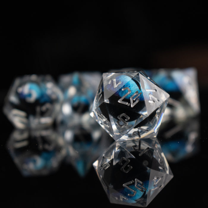 Legacy of Blue Eyes Liquid Core Dice Set - Silver - Just $59.99! Shop now at Retro Gaming of Denver