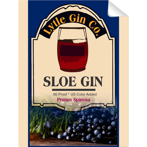 Sloe Gin Label Single Self Adhesive Label - License and Royalty Free for Film Use - for just $3! 